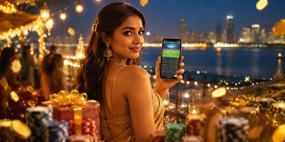 Player enjoying Aviator game in Indian night market setting